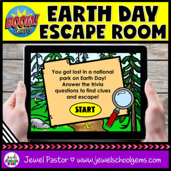 Preview of Earth Day Escape Room Boom Cards | Trivia Game and Technology DIGITAL Activity