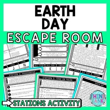 Preview of Earth Day Escape Room Stations - Reading Comprehension Activity