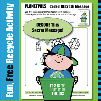 Preview of Earth Day Everyday FREE RECYCLE Activity Secret Message DECODER PUZZLE