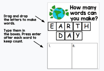 Preview of Earth Day FREEBIE | INTERACTIVE Word Puzzler