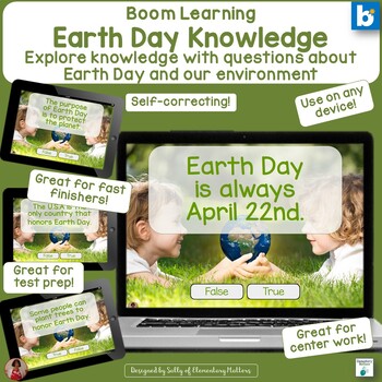 Preview of Earth Day Facts Boom Learning Digital Task Cards