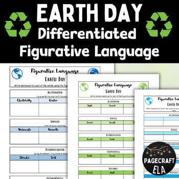 Preview of Earth Day Figurative Language Differentiated Practice and Tasks