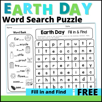 Preview of Earth Day Word Search FREEBIE: Fill-in-and-Find Puzzle
