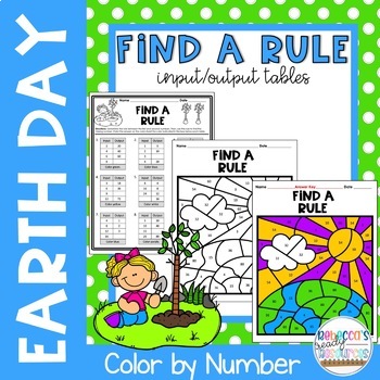 Preview of Earth Day Find a Rule Input Output Tables Color by Number 