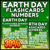 Earth Day Flashcards - ENGLISH & SPANISH - Numbers 0 - 9 BUNDLE