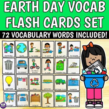 Preview of Earth Day Flashcards - Environment Vocabulary Preschool, Kinder, ESL Special Ed