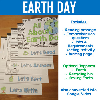 Earth Day Flip Book; Earth Day Activities by Jessica Tobin - Elementary ...