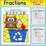 Recycle Owl Earth Day Math Fractions Coloring Page - Fun f