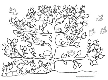 Earth Day Free Coloring Page - Tree in the Spring by MissElephant