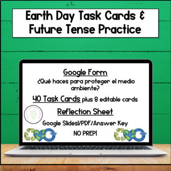 Preview of Earth Day & Future Tense Task Cards