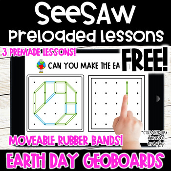 Preview of Earth Day Geoboard Task Cards | SeeSaw Activities FREE