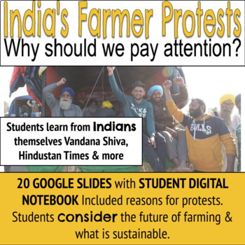 Preview of Earth Day! Global Issue: India's Farmer Protest DISTANCE LEARNING & In Class