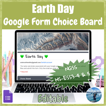 Preview of Earth Day & Climate Change Choice Board Digital Activity for Earth Science
