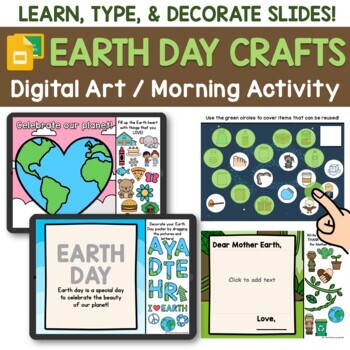Preview of Earth Day Google Slides Craft Activities for April Morning Work