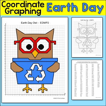 Preview of Earth Day Math Coordinate Graphing Ordered Pairs Mystery Picture: Recycling Owl