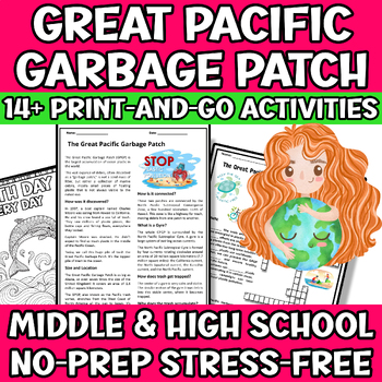 Preview of Earth Day Great Pacific Garbage Patch Science Sub Plan Middle School 5th  6th 7t