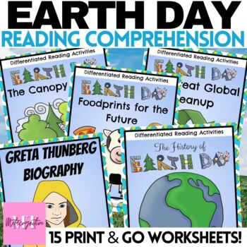 Preview of Earth Day Reading Comprehension Worksheets Bundle