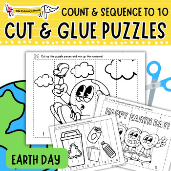 Preview of Earth Day Hands-On Math Center | Cut & Glue Number Puzzles Counting 5-10