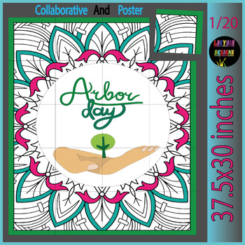 Preview of Earth Day | Happy Arbor Day | Collaborative Coloring page Poster Bulletin Board