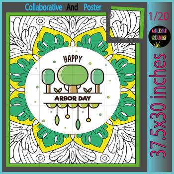 Preview of Earth Day | Happy Arbor Day | Collaborative Coloring page Poster Bulletin Board