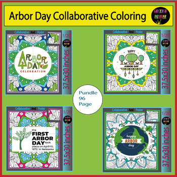 Preview of Earth Day | Happy Arbor Day | Collaborative Coloring page Poster Pundle