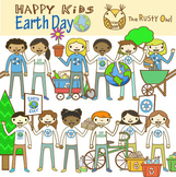 Earth Day Happy Kids Clip Art and Earth Day Clip Art Set