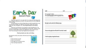 Preview of Earth Day Homework Project