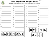 Earth Day How Many Words Can You Make? FREEBIE!!!!