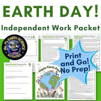 Preview of Earth Day Independent Worksheet Packet- Earth Day Activity for Science Class
