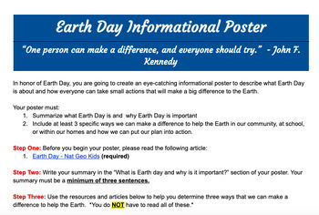 Preview of Earth Day Informational Poster