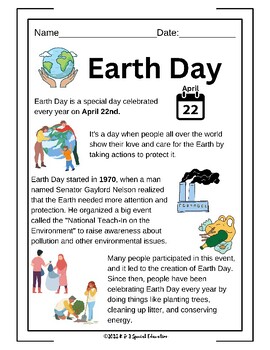 Preview of Earth Day Informational Text - Differentiated No-Prep