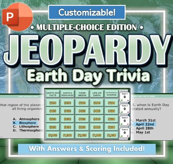 Preview of Earth Day Jeopardy Trivia Game - Digital Resource Activity for PowerPoint