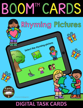 Preview of Earth Day Kids CVC Words Rhyming Pictures BOOM Cards™