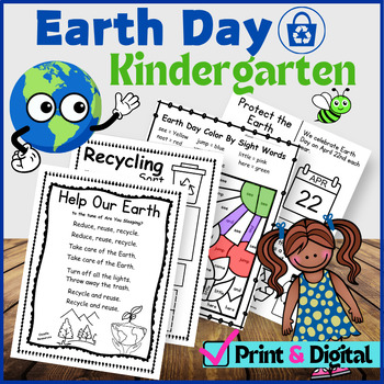 Preview of Earth Day Kindergarten | Earth Day Activities | Reduce Reuse Recycle | No Prep!