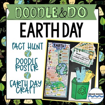 Preview of Earth Day Lesson and Activities - Fact Hunt, Doodle Poster and Recycling Project
