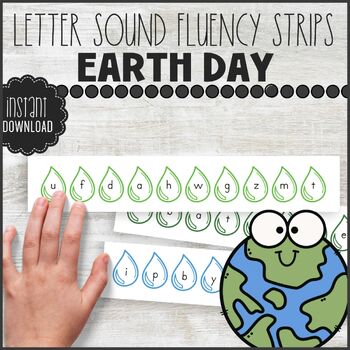 Preview of Earth Day Letter Sound Fluency Strips, Letter Name Practice, Literacy Center