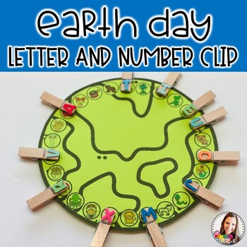 Preview of Earth Day Letter and Number Clips-Fine Motor