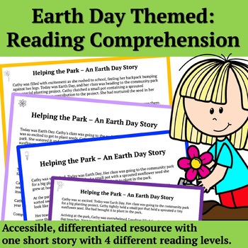 Preview of Leveled Differentiated Earth Day Story | Comprehension Questions | Grade 3-6