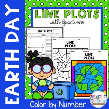 Preview of Earth Day Line Plots with Fractions Color by Number 
