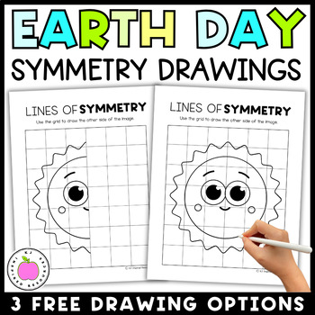 Preview of Earth Day Lines of Symmetry Drawing Activity | Symmetry Art Worksheets