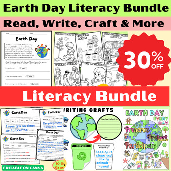 Preview of Earth Day Literacy Bundle : Reading, Writing, Coloring, Crafts & Bulletin Board