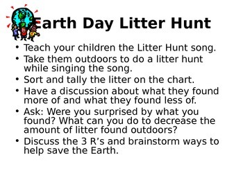 Preview of Earth Day Litter Hunt Song and Sorting Activity