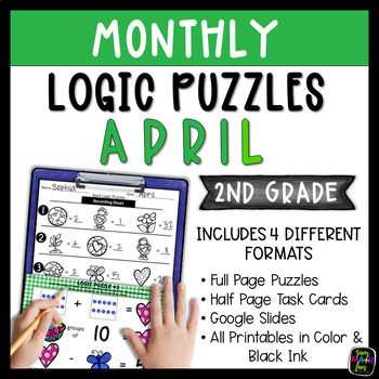 Preview of Morning Brain Teasers 2nd Grade Earth Day Logic Puzzles Spring Early Finishers
