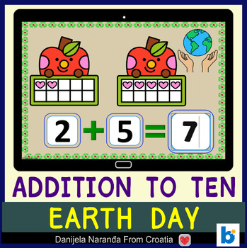 Preview of Earth Day MATH Addition to 10 Ten Frames Boom ™ Cards