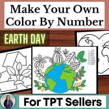 Preview of Earth Day Make Your Own Color By Number Clipart Templates for TPT Sellers