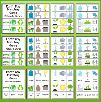 Earth Day Matching Game by ZayZee's Classroom | TPT
