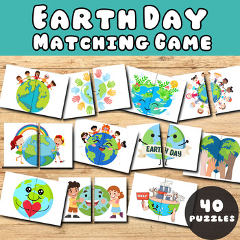 Preview of Earth Day Matching Game for Kids - Toddler, Preschool, Spring Activity
