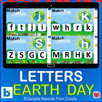Preview of Earth Day Matching Letters Earth Letter Recognition Boom ™ Cards