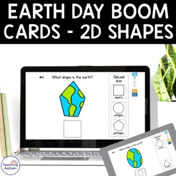 Preview of Earth Day Math Activities 2D Shape Matching Boom Cards