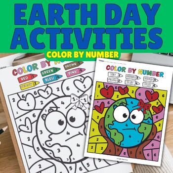 Preview of Earth Day Math Activities: Color by Number Code Sheets - Spring Coloring Pages